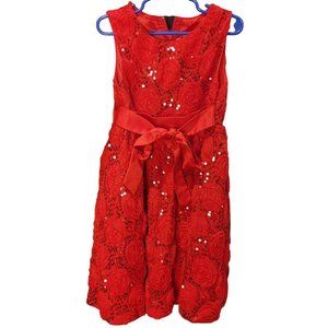 Rare Tool Girls Red Sleeveless Sequin Lacey Dress 6